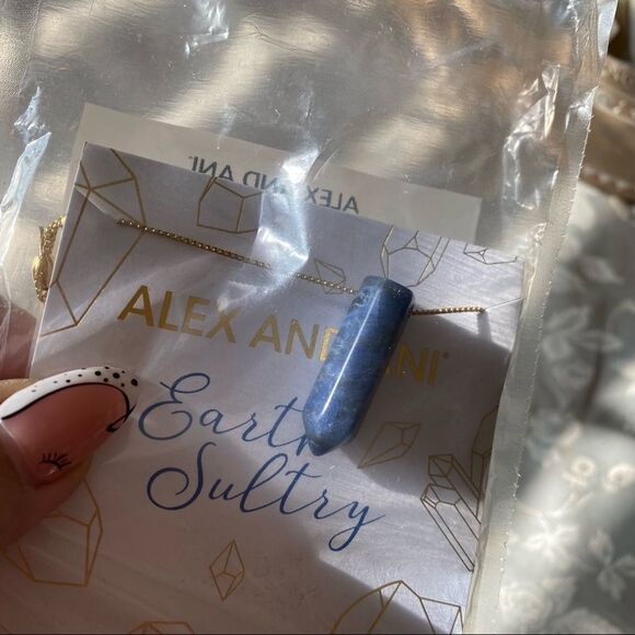 Alex and Ani Earth Sultry Sodalite Pendant Necklace with Station Beads 14kt GP - Picture 14 of 16